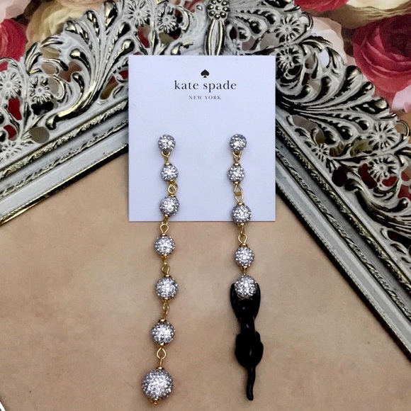 KATE SPADE • House Cat Linear Mismatched Crystal Earrings - Picture 5 of 5